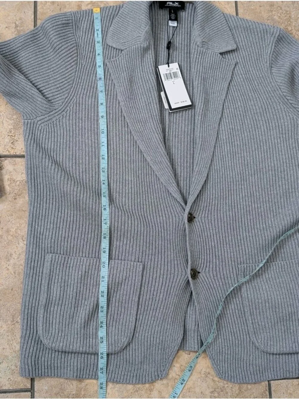 RLX Ralph Lauren Cotton Coolmax Cardigan SweaterSz L Notch Collar Preppy Golf